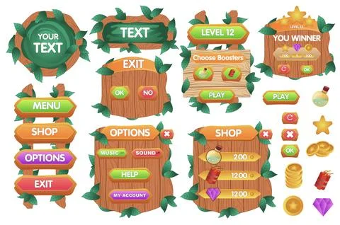 Jungle Game User Interface Stock Illustration