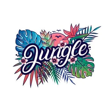Jungle hand written lettering Stock Illustration