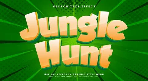Jungle Hunt 3d editable text effect template Stock Illustration