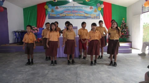 Jungle Kids Singing and Dancing, Indonesia Stock Footage 32284403