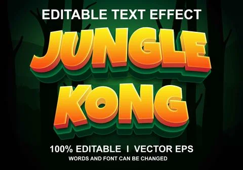 Jungle kong vector text effect with modern style design Stock Illustration