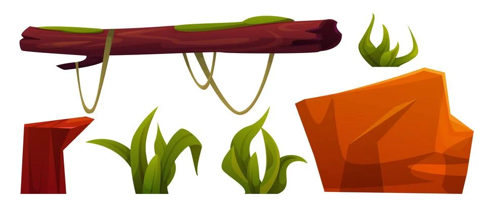 Jungle landscape design elements set イラスト素材