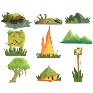 Jungle Landscape Elements Illustrazione stock