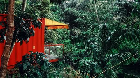 Jungle Lodge, Pangandaran, West Java, Indonesia. Stock Photos