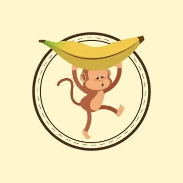 Jungle monkey cartoon emblem Stock Illustration