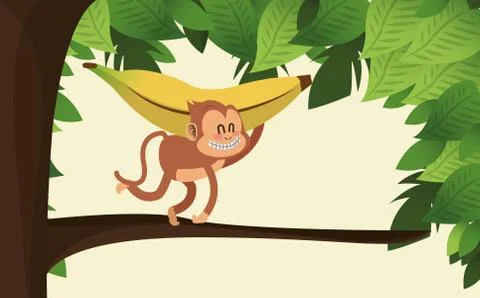 Jungle monkey cartoon Stock Illustration