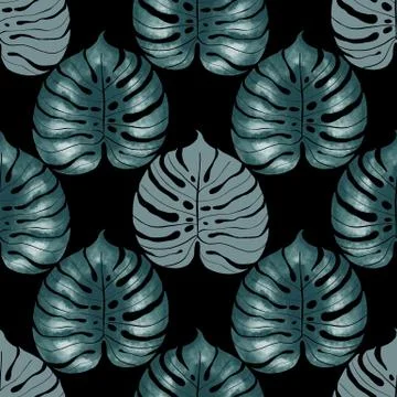 Jungle monstera leaf seamless pattern Stock Illustration