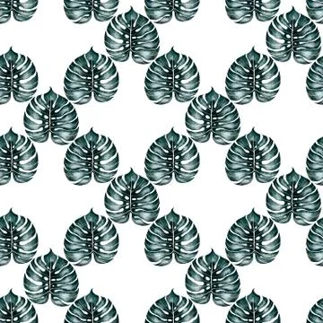 Jungle monstera leaf seamless pattern 4 Stock Illustration