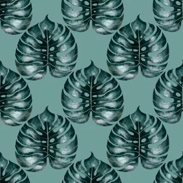Jungle monstera leaf seamless pattern Illustrazione stock