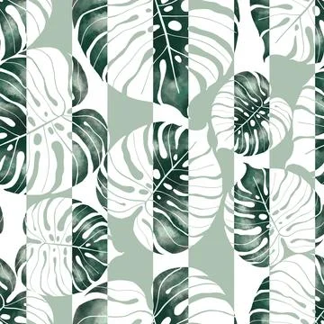 Jungle monstera leaves seamless pattern. Abstract floral background . Illustrazione stock