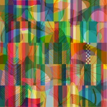 Jungle multicolored seamless pattern with plants, leaves, forest theme. Hand イラスト素材