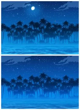 Jungle at night Stock Illustration