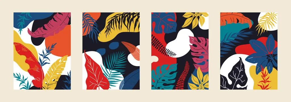 Jungle pattern. Abstract leaf art, nature palm flowers, paper summer plants Illustrazione stock