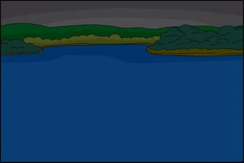 Jungle river at night Stock Illustration