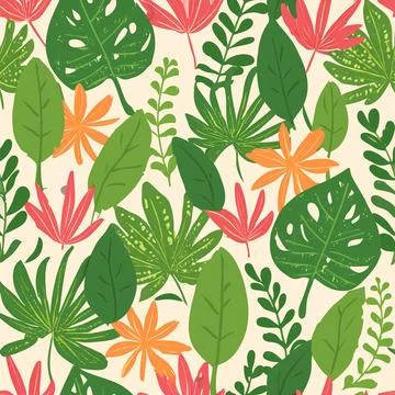 Jungle seamless pattern background Illustrazione stock