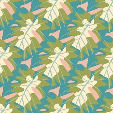 Jungle seamless pattern with monstera leaf ornament. Decorative backdrop for  イラスト素材