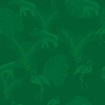 Jungle seamless pattern. Tropical pattern with wild nature. Stock Illustration