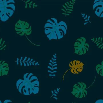 Jungle seamless pattern with tropical plants. Vector illustration in flat style Stock Illustration