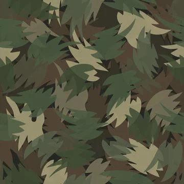 Jungle style camouflage seamless pattern. Shapes of foliage and branches 库存插图