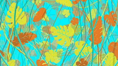 Jungle For Summer Patterns 01 Illustrazione stock