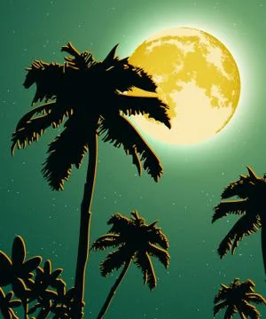 Jungle at sunset Stock Illustration