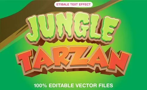 Jungle Tarzan editable vector text effect Stock Illustration