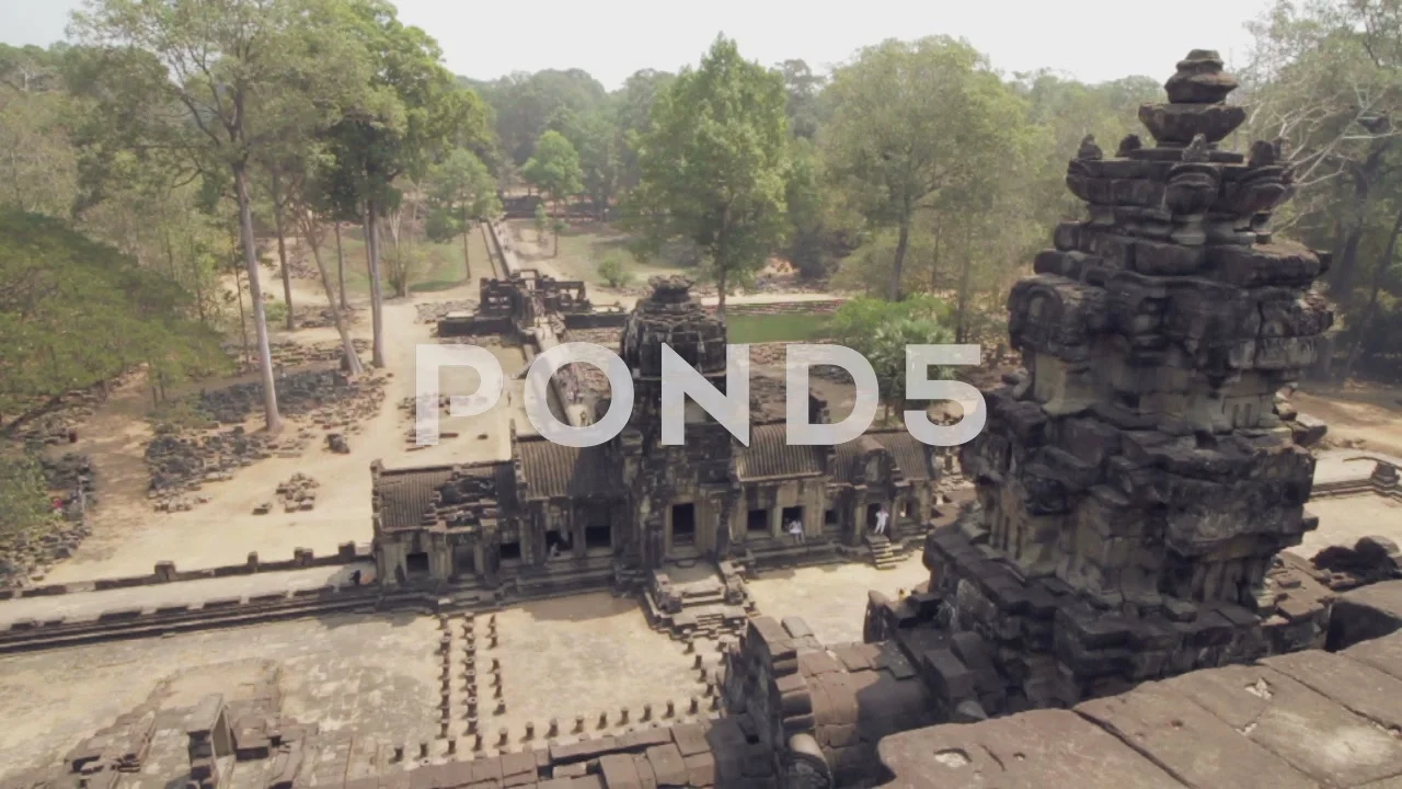 Jungle Temple Ruins Baphuan Ancient Angkor Wat Cambodia Footage
