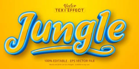 Jungle text, cartoon style editable text effect Stock Illustration