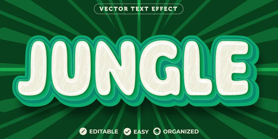Jungle Text Effect,Fully Editable Font Text Effect Stock Illustration