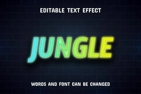 Jungle text - neon text effect Stock Illustration