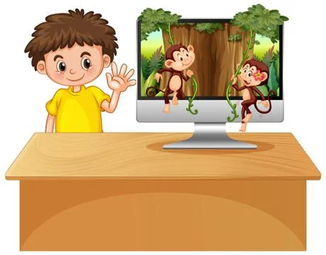 Jungle theme on computer background Stock Illustration