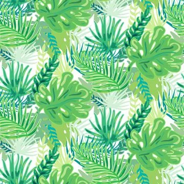 Jungle tree green leaf seamless pattern vector Stockillustratie