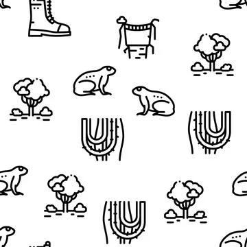 Jungle Tropical Forest Seamless Pattern Vector Illustrazione stock