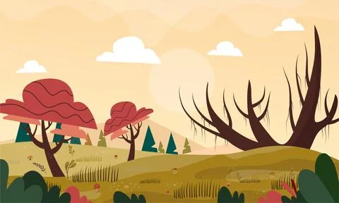 Jungle tropical landscape vector background design Stock Illustration