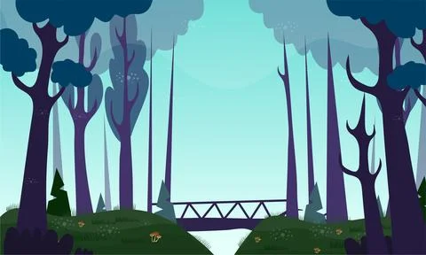 Jungle tropical landscape vector background design Stock Illustration