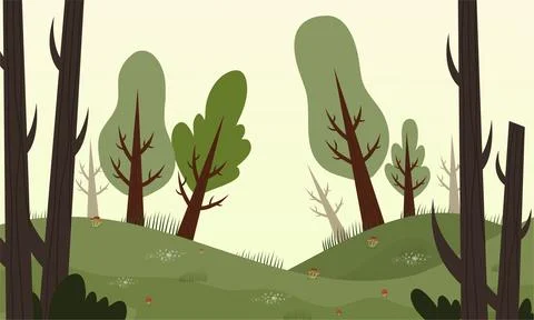 Jungle tropical landscape vector background design Stock Illustration