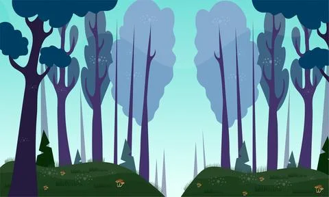 Jungle tropical landscape vector background design Stock Illustration