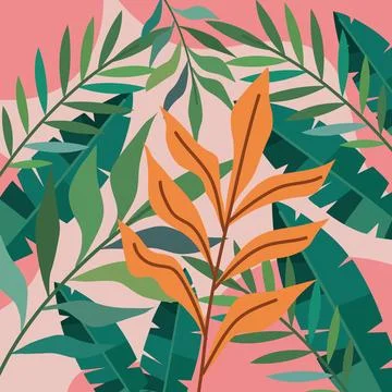 Jungle tropical leafs pattern Stock Illustration