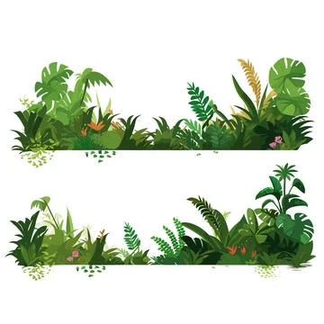 Jungle vegetation set vector isolated Ilustración de archivo