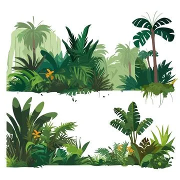 Jungle vegetation set vector isolated Ilustración de archivo