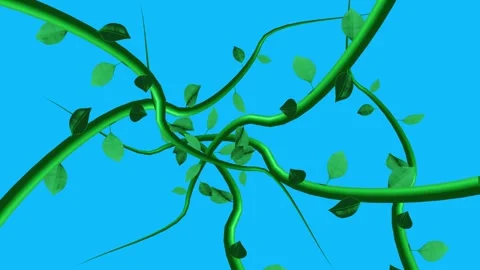 Jungle vines animation growing elements on blue screen chroma key Stock Footage 265111388
