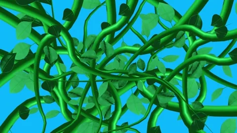 Jungle vines animation growing elements on blue screen chroma key Stock Footage 265111391