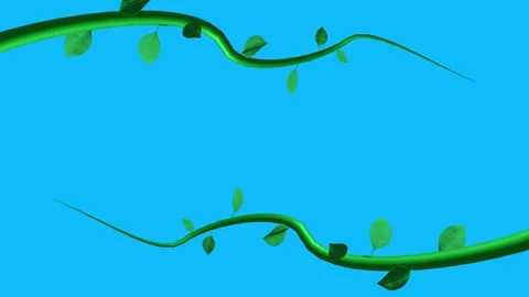 Jungle vines animation growing elements on blue screen chroma key Stock Footage 265111392