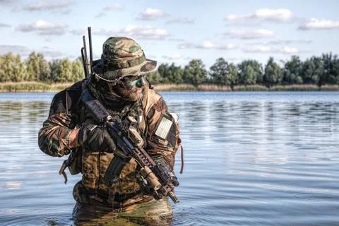 Jungle warfare unit Stock Photos