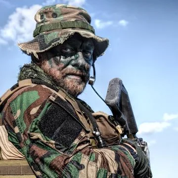 Jungle warfare unit Stock Photos