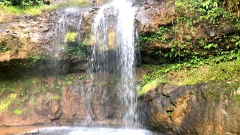 Jungle waterfall cascade in tropical forest with rock Stock Footage 126815727