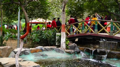 Jungle waterfall cascade in tropical rainforest with rock and turquoise blue pon Vídeos de archivo 145886356