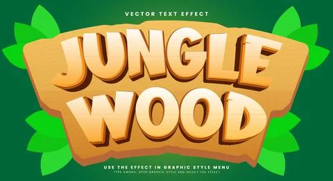 Jungle Wood editable text effect Template Stock Illustration