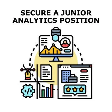 Junior analytics position securing data career concept Stock Illustration