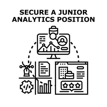 Junior analytics position securing data career concept Stock Illustration
